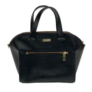 Kate Spade Black Smooth Leather Savannah Parliament Structured Satchel